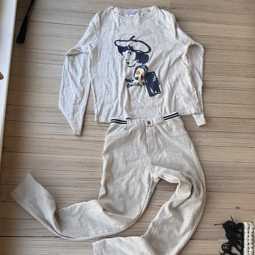 Petit Bateau Kids Pajama Set in Light Gray